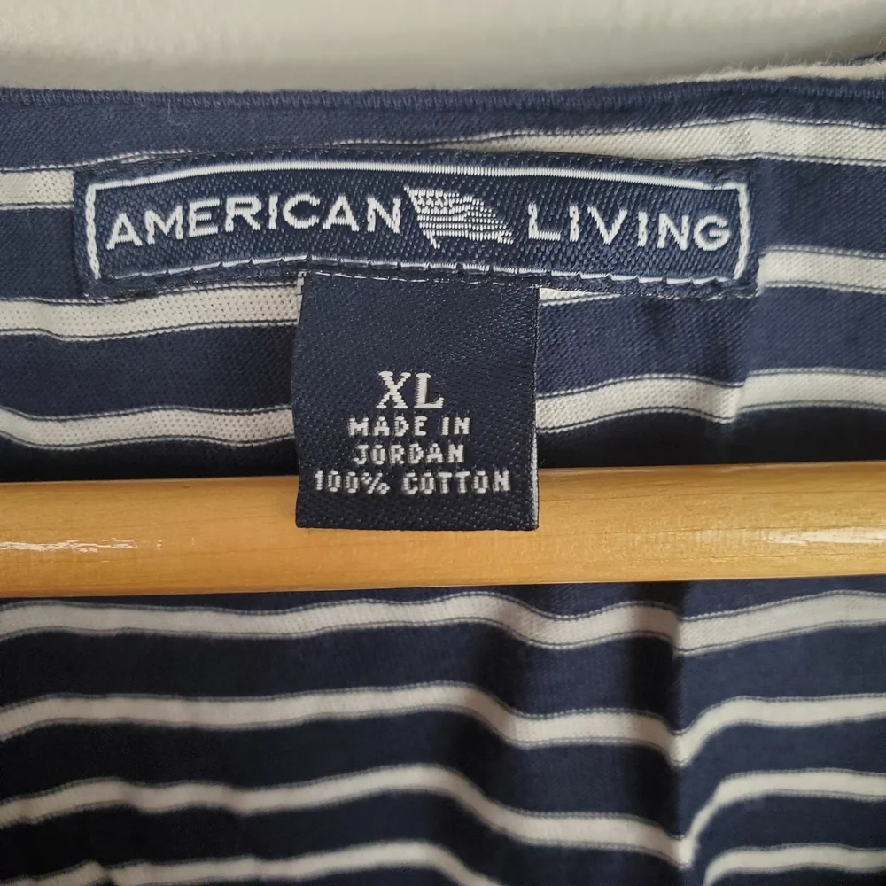 American Living By Ralph Lauren Navy and White Striped Top. XL. Nautical. B0025 - Picture 3 of 9